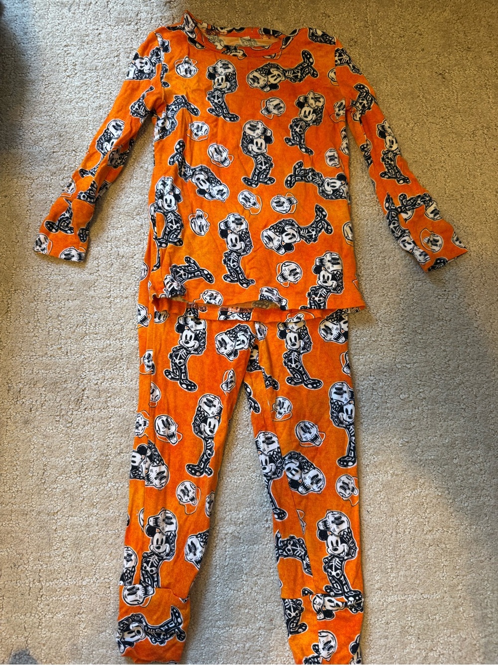 Posh Peanut Orange Mickey Print Pajama Set